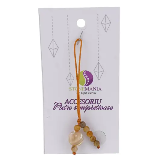 Accesoriu cu pietre semipretioase Sidef sfera 10mm si Ochi de tigru galben 4mm