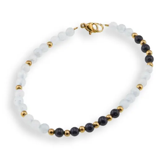 Bratara Acvamarin si Goldstone albastru sfere 4mm