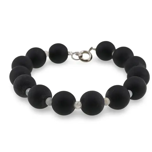 Bratara Piatra lunii si Onix negru mat sfere, 3-10mm, imagine 2