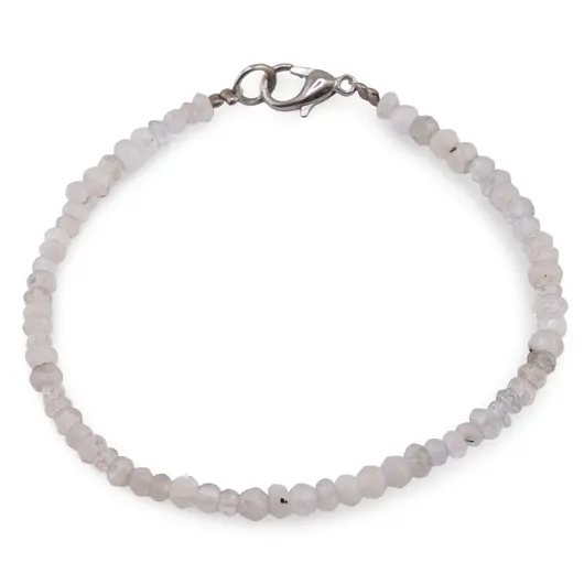 Bratara blue and white Moonstone discuri fatetate, 3-4mm