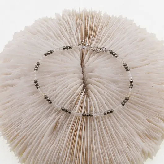 Bratara Citrin si Pirita sfere fatetate 2mm cu Argint 925, imagine 2