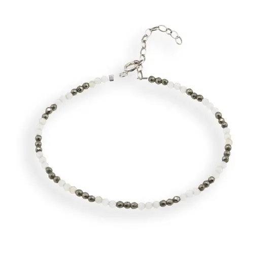 Bratara Citrin si Pirita sfere fatetate 2mm cu Argint 925