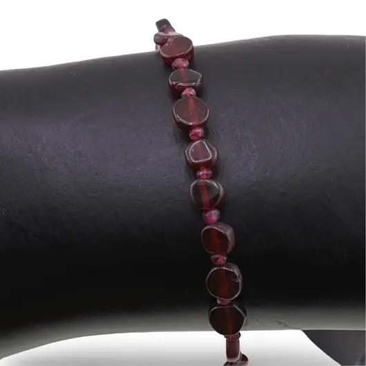Bratara Cuart roz si Granat discuri fatetate 3mm si Granat banuti 5mm, imagine 3