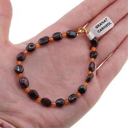 Bratara Granat neregulat 7-8mm si Carneol sfere 3mm, imagine 3