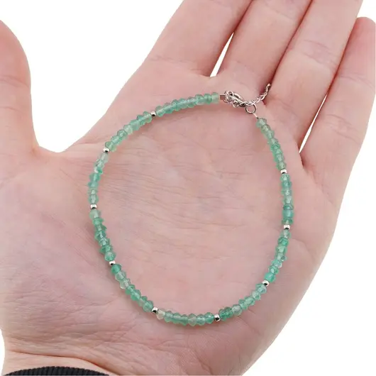 Bratara Onix verde discuri fatetate 4mm si Argint 925, imagine 3