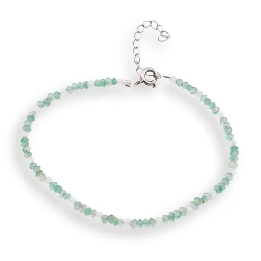 Bratara Onix verde si Cristal de stanca discuri fatetate 3mm cu Argint 925