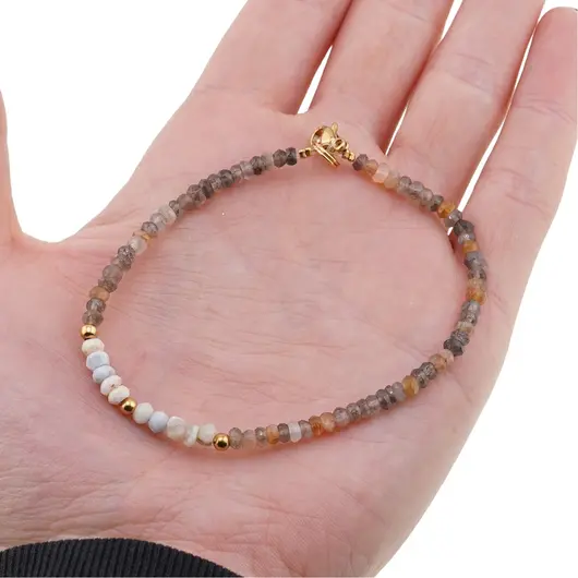 Bratara Piatra lunii mix si Opal albastru discuri fatetate 4mm, imagine 3