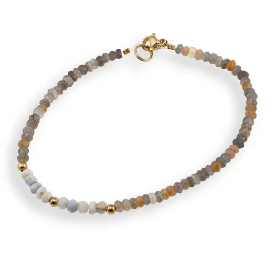 Bratara Piatra lunii mix si Opal albastru discuri fatetate 4mm