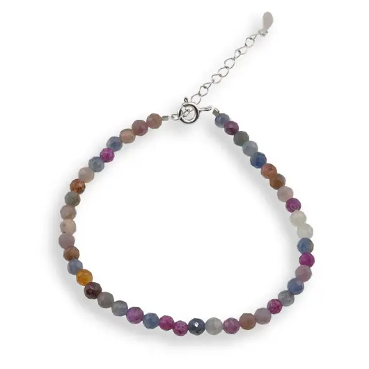 Bratara Safir multicolor si Rubin sfere fatetate 4mm cu Argint 925