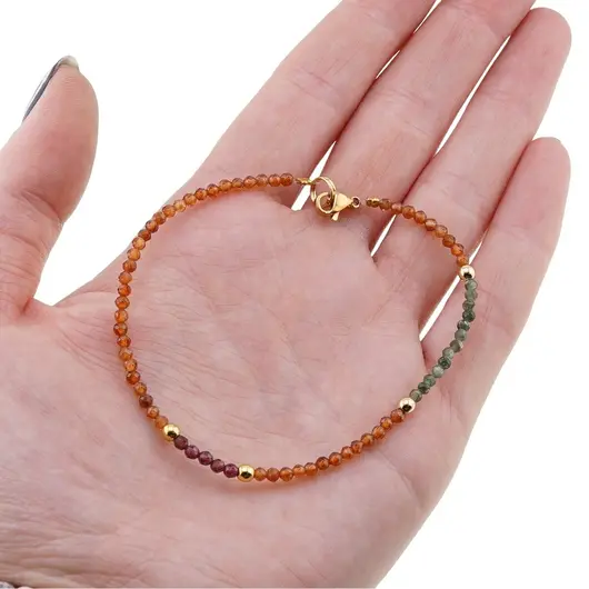 Bratara Serafinit, Granat si Granat Hessonit sfere fatetate 2mm, imagine 2