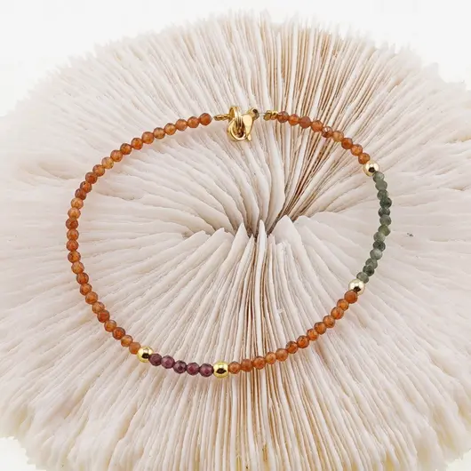 Bratara Serafinit, Granat si Granat Hessonit sfere fatetate 2mm, imagine 3