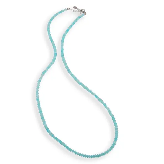 Colier Amazonit discuri 3mm si Argint 925