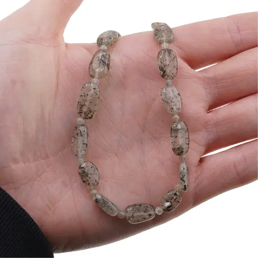 Colier Cuart dendritic sfere 3mm si neregulat 10-12mm, imagine 2