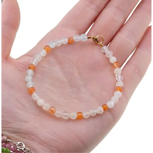 Bratara Piatra lunii si Carneol sfere 4mm, imagine 2