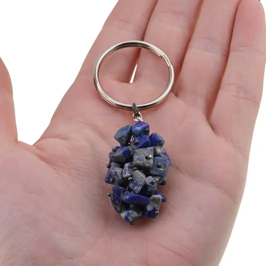 Breloc ciorchine cu pietre chips Lapis lazuli, imagine 3