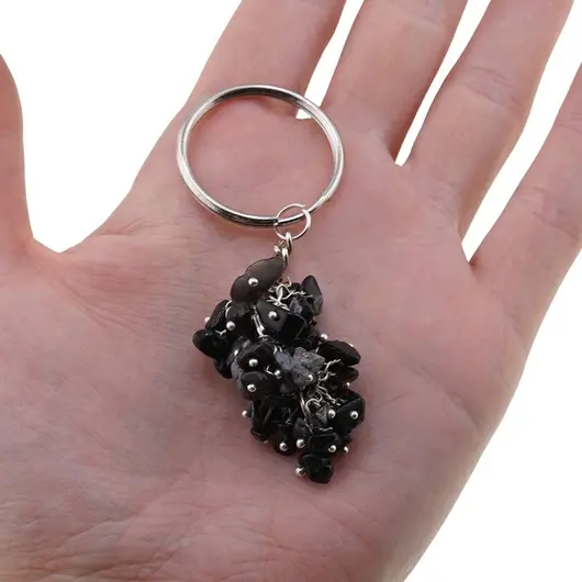 Breloc ciorchine cu pietre chips Obsidian fulg de nea, imagine 3