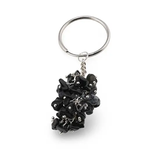 Breloc ciorchine cu pietre chips Obsidian fulg de nea