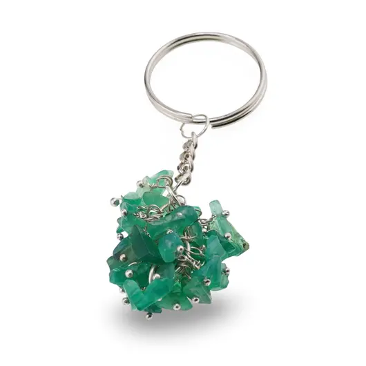 Breloc ciorchine cu pietre chips Onix verde