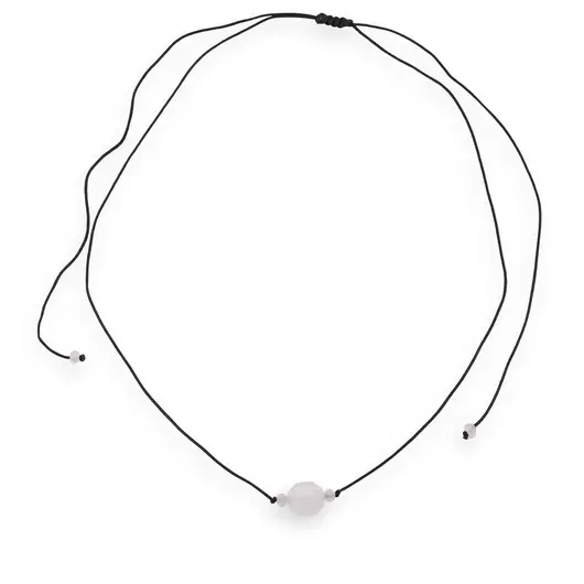 Colier reglabil hippie cu Cuart roz fatetat, 4-9mm