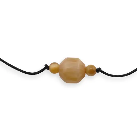 Colier reglabil hippie cu Ochi de tigru galben fatetat, 4-9mm, imagine 2