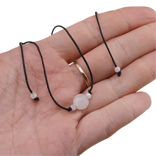 Colier reglabil hippie cu Piatra lunii sfere, 3-8mm, imagine 4