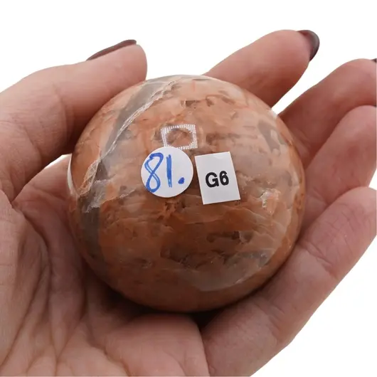 Piatra lunii piersica, sfera unicat, G6, imagine 2