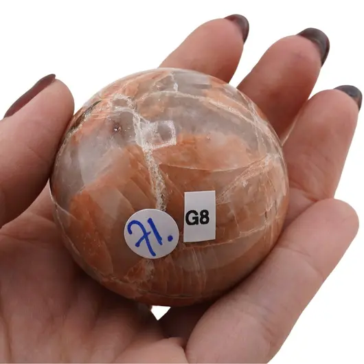 Piatra lunii piersica, sfera unicat, G8, imagine 2