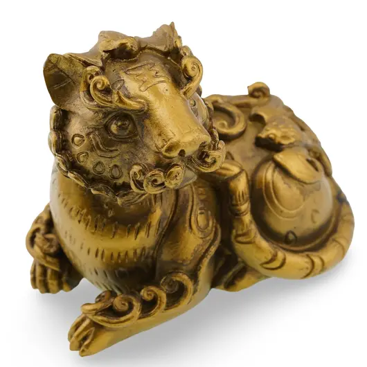 Statueta Feng Shui cu Tigru si Liliacul prosperitatii - 9,5cm, imagine 3