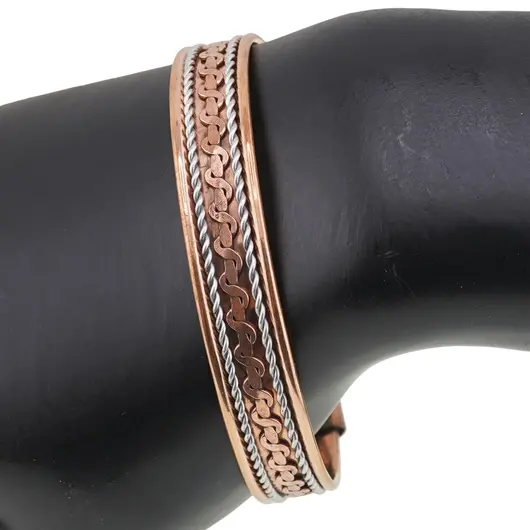 Bratara din cupru cu doi magneti, model Tribal Chain, imagine 3