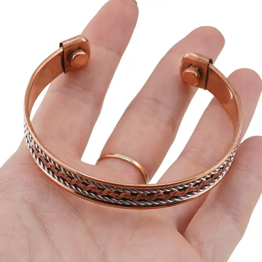 Bratara din cupru cu doi magneti, model Tribal Chain, imagine 4