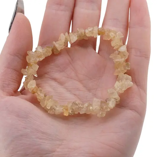 Bratara pe elastic cu pietre chips Cuart lemon, imagine 3
