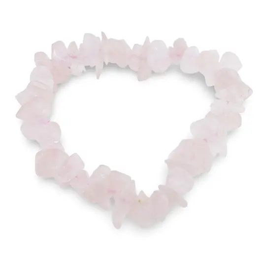 Bratara pe elastic cu pietre chips Cuart roz A+