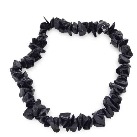 Bratara pe elastic cu pietre chips Goldstone albastru