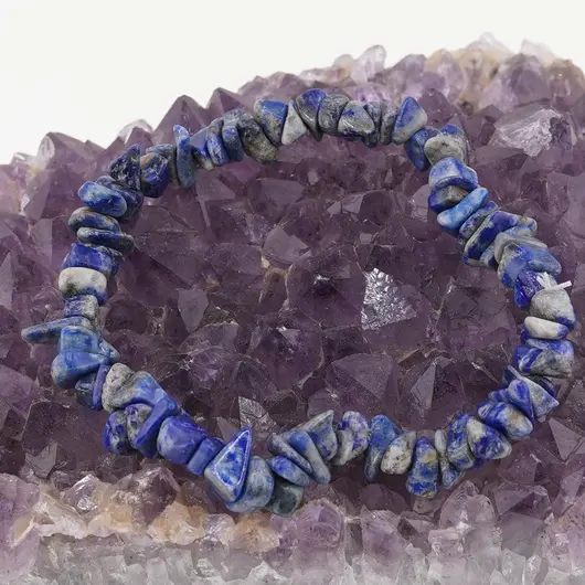 Bratara pe elastic cu pietre chips Lapis Lazuli, imagine 2