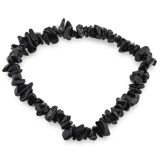 Bratara pe elastic cu pietre chips Obsidian negru