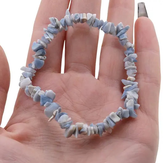 Bratara pe elastic cu pietre chips Opal albastru, imagine 3