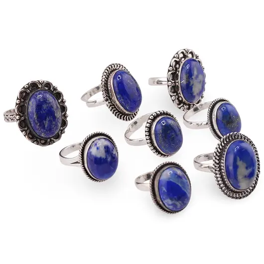 Inel reglabil cu montura argintie Lapis lazuli, imagine 2