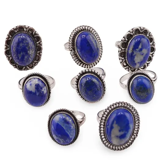 Inel reglabil cu montura argintie Lapis lazuli