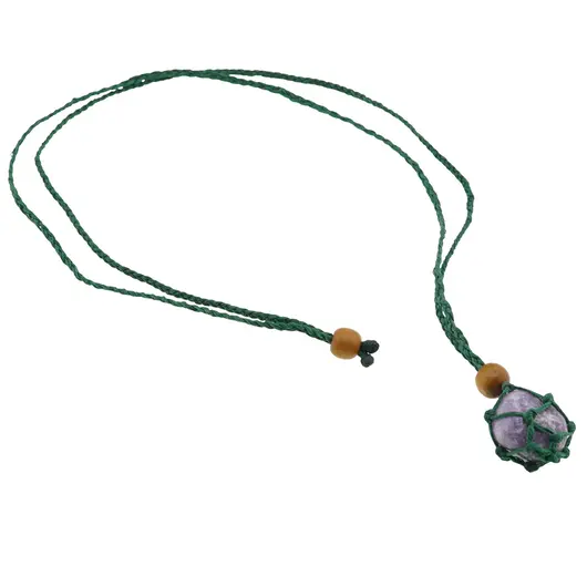 Colier reglabil / Suport pentru cristal rulat, verde, imagine 3