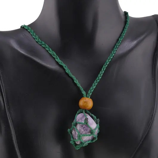 Colier reglabil / Suport pentru cristal rulat, verde, imagine 4