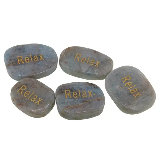 Cristal slefuit Acvamarin cu afirmatie gravata - Relax, imagine 2