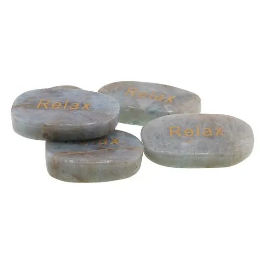 Cristal slefuit Acvamarin cu afirmatie gravata - Relax, imagine 3