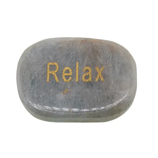 Cristal slefuit Acvamarin cu afirmatie gravata - Relax