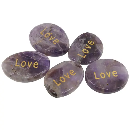 Cristal slefuit Ametist cu afirmatie gravata - Love, imagine 2