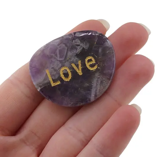 Cristal slefuit Ametist cu afirmatie gravata - Love, imagine 4