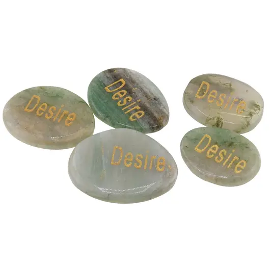 Cristal slefuit Aventurin cu afirmatie gravata -  Desire, imagine 2