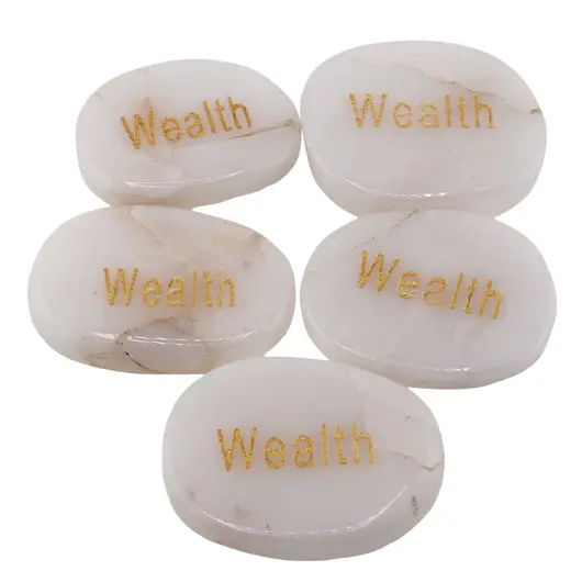 Cristal slefuit Cuart alb cu afirmatie gravata - Wealth, imagine 2