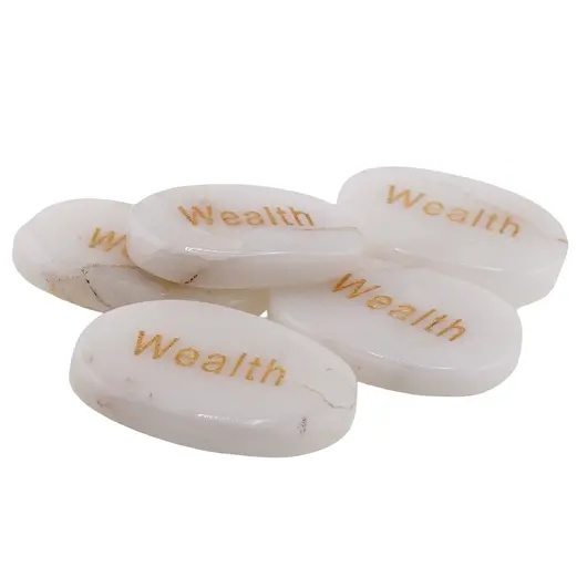 Cristal slefuit Cuart alb cu afirmatie gravata - Wealth, imagine 3