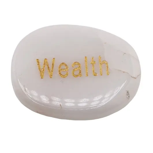 Cristal slefuit Cuart alb cu afirmatie gravata - Wealth