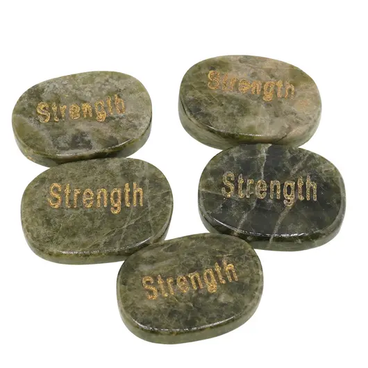 Cristal slefuit Jasp verde cu afirmatie gravata - Strength, imagine 2